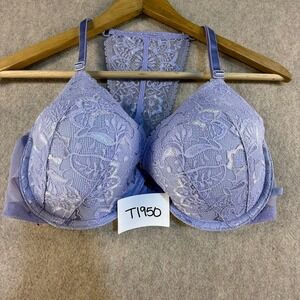Victoria's Secret Lavender Metallic Lace Front Close Racerback Bra 36D T1950